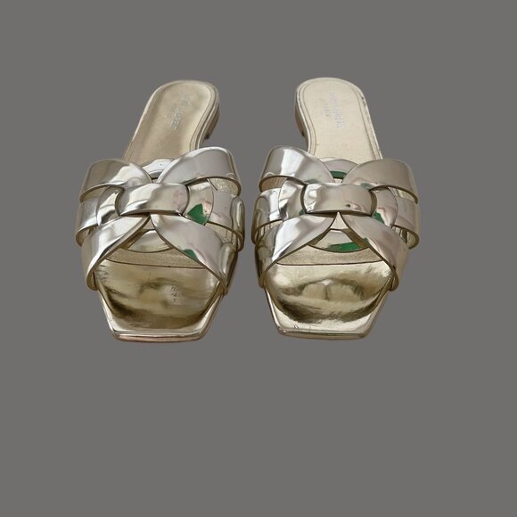 YSL PlatinumTribute Flat Slide Sandal - Run Small So Size Up ½ Size - Picture 8 of 10